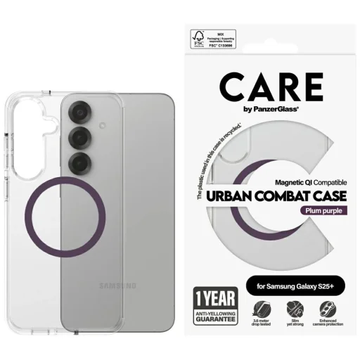 CARE by PanzerGlass Flagship Urban Combat Lila QI tok Samsung Galaxy S25+ készülékhez - Átlátszó - 1