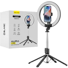 Blavec Selfie Ring lámpa Aura LED Ring P55 25cm állvány + távirányító + 2,3 méter (RLP55-TRB23) fekete