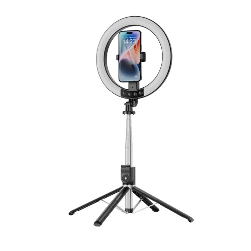 Blavec Selfie Ring lámpa Aura LED Ring P55 25cm állvány + távirányító + 2,3 méter (RLP55-TRB23) fekete - 2