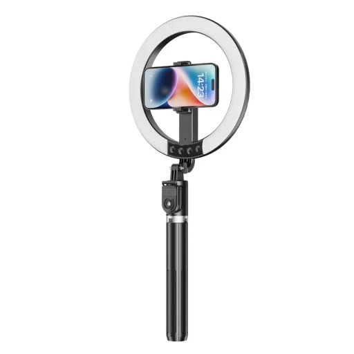 Blavec Selfie Ring lámpa Aura LED Ring P55 25cm állvány + távirányító + 2,3 méter (RLP55-TRB23) fekete - 5