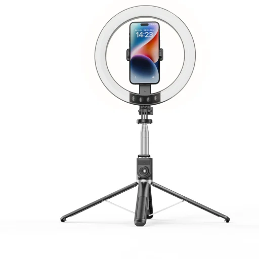 Blavec Selfie Ring lámpa Aura LED Ring P55 25cm állvány + távirányító + 2,3 méter (RLP55-TRB23) fekete - 8