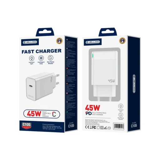 JELLICO hálózati töltő C105 GaN PD 45W 1xUSB-C Fehér - 2