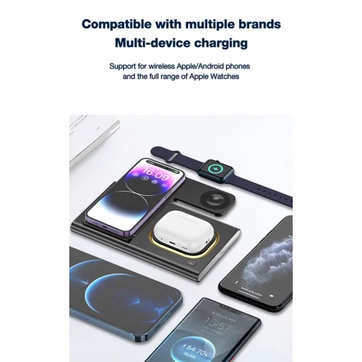 JELLICO vezeték nélküli töltő 3 az 1-ben W12 15W Fekete - 5