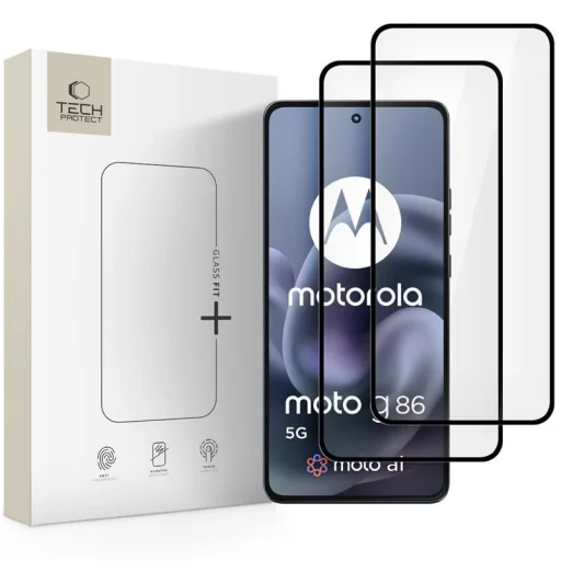 Motorola Moto G86 5G / G86 5G Power Edzett üveg Tech-protect Glass Fit+ 2-csomag Fekete üvegfólia - 1