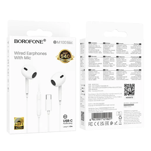 Borofone Fülhallgató BM100 Max Fuente mikrofonnal Type C (DAC) fehér - 5