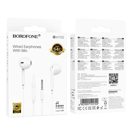 Borofone Fülhallgató BM100 Fuente mikrofonnal fehér - 6