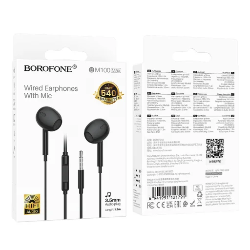 Borofone Fülhallgató BM100 Max Fuente mikrofonnal fekete - 5