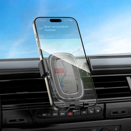 Borofone autós telefontartó BH129 Follower gravitációs szellőzőre erősíthető fekete - 7