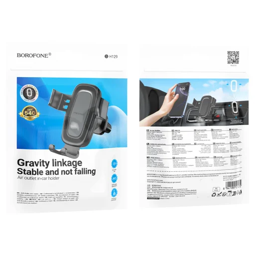 Borofone autós telefontartó BH129 Follower gravitációs szellőzőre erősíthető fekete - 8