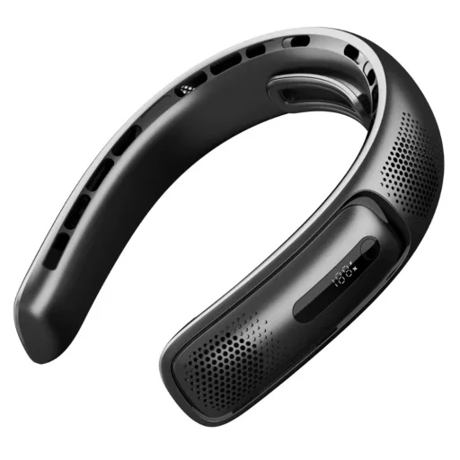  Techsuit - Nyakventilátor (S11) - Hordozható, szilikon tartó, 4x légáramlás, digitális kijelző, 4000mAh, 4800RPM - Fekete - 2