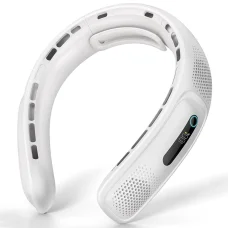  Techsuit - Nyakventilátor (S11) - Hordozható, Szilikon Támasszal, 4-szeres Légáramlás, Digitális Kijelző, 4000mAh, 4800RPM - Fehér