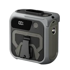  Techsuit - Prémium Hordozható Mini Ventilátor (Z13) - Power Bankkal, Újratölthető, 5 Szélsebesség, Övcsat, 10000mAh - Szürke