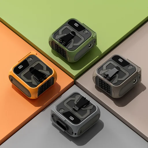  Techsuit - Prémium Hordozható Mini Ventilátor (Z13) - Power Bankkal, Újratölthető, 5 Szélsebességgel, Övbújtatóval, 10000mAh - Zöld - 8