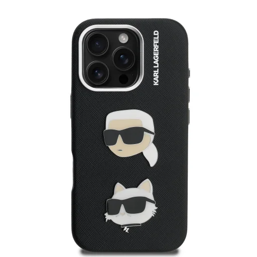  iPhone 16 Pro Max Fekete Karl Lagerfeld Grained PU K&CH Heads tok - 3