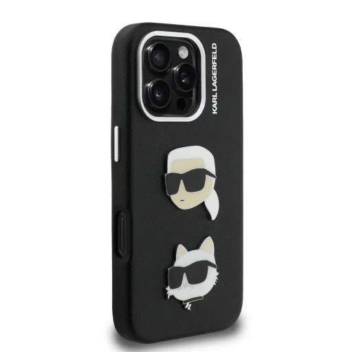  iPhone 16 Pro Max Fekete Karl Lagerfeld Grained PU K&CH Heads tok - 4