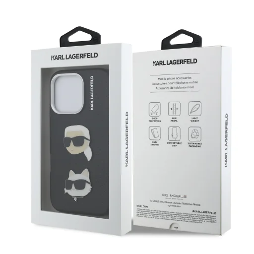  iPhone 16 Pro Max Fekete Karl Lagerfeld Grained PU K&CH Heads tok - 7