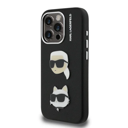  iPhone 15 Pro Max Karl Lagerfeld Grained PU K&CH Heads tok - 2