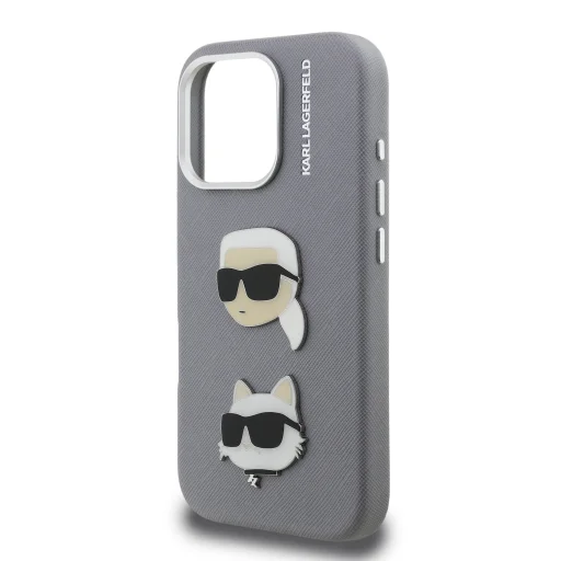  iPhone 16 Pro Max Szürke Karl Lagerfeld Grained PU K&CH Heads tok - 5