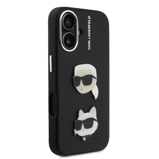  iPhone 16 Karl Lagerfeld Grained PU K&CH Heads tok fekete - 4