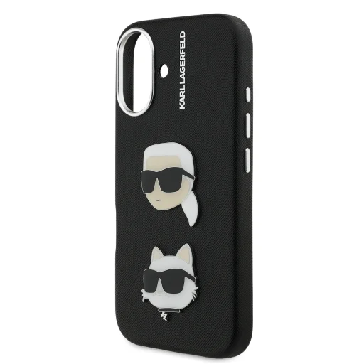  iPhone 16 Karl Lagerfeld Grained PU K&CH Heads tok fekete - 5