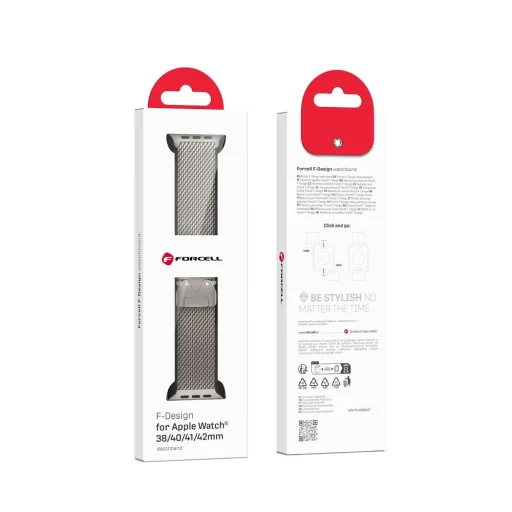 FORCELL F-DESIGN FA11 rozsdamentes acél szíj APPLE Watch 38 / 40 / 41 mm ezüst - 11