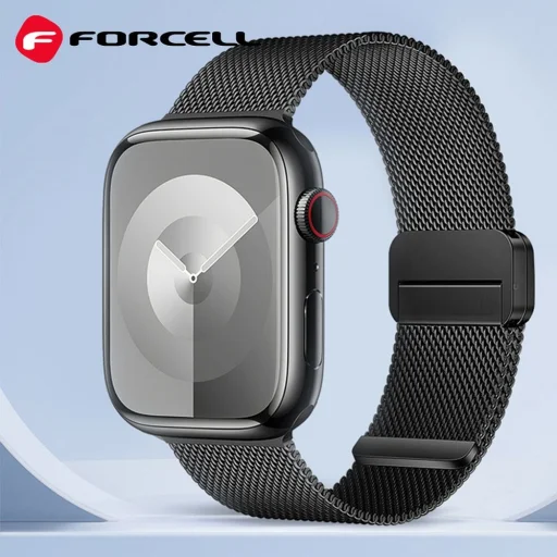 FORCELL F-DESIGN FA14 mágneses rozsdamentes acél szíj az APPLE Watch 42 / 44 / 45 / 49 mm-es modellekhez fekete - 3