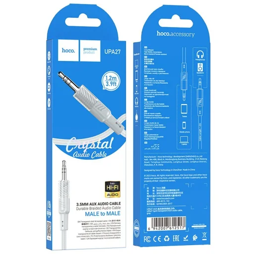 HOCO kábel AUX Audio Jack 3,5mm - 3,5mm UPA27 1,2m szürke - 4