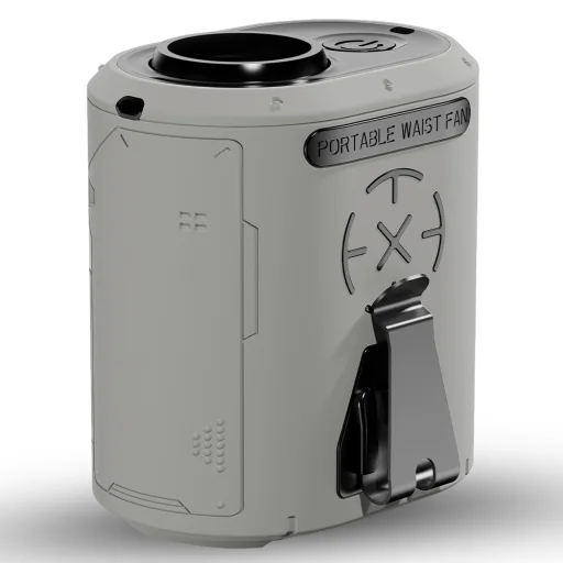  Techsuit - Prémium hordozható mini ventilátor (Z14) - beépített akkumulátorral, újratölthető, 5 fokozatú szélsebességgel, övcsattal, 5000mAh - szürke - 2