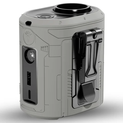  Techsuit - Prémium hordozható mini ventilátor (Z14) - beépített akkumulátorral, újratölthető, 5 fokozatú szélsebességgel, övcsattal, 5000mAh - szürke - 1