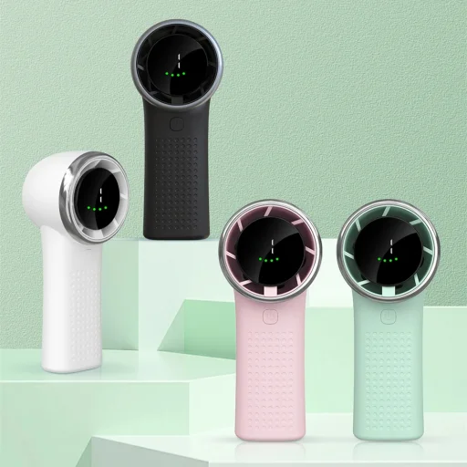  Techsuit - Prémium Mini Kézi Ventilátor (A8) - LED Digitális Kijelzővel, USB-C Újratölthető, 5 Fokozatú Szélsebesség, 3600mAh - Fehér - 4