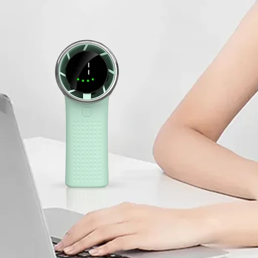  Techsuit - Prémium Mini Kézi Ventilátor (A8) - LED Digitális Kijelzővel, USB-C Újratölthető, 5 Fokozatú Szélsebesség, 3600mAh - Fehér - 2