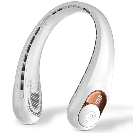  Techsuit - Nyakventilátor (S9) - Hordozható, Digitális kijelzővel, 3 Szélsebesség, 5200mAh, 5800RPM - Fehér - 2