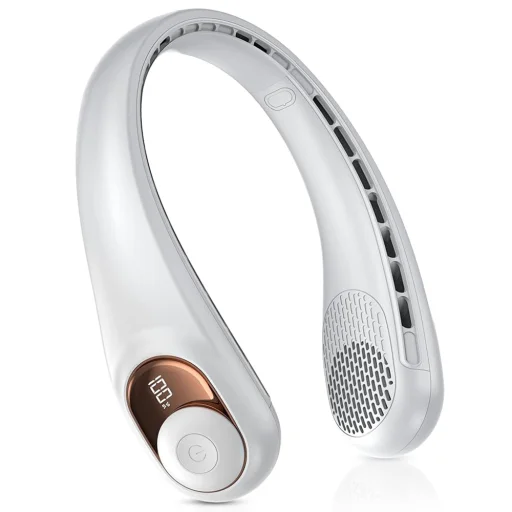  Techsuit - Nyakventilátor (S9) - Hordozható, Digitális kijelzővel, 3 Szélsebesség, 5200mAh, 5800RPM - Fehér - 3