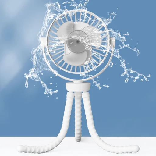  Techsuit - Babakocsi Ventilátor (VP1) - Hordozható, Négysebességes, 360°-ban Hajlítható Tripod Csiptető, 4000mAh - Fekete - 12