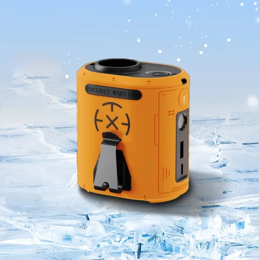  Techsuit - Prémium Hordozható Mini Ventilátor (Z14) - Powerbankkal, Újratölthető, 5 Szélsebességgel, Övcsattal, 5000mAh - Narancssárga - 3