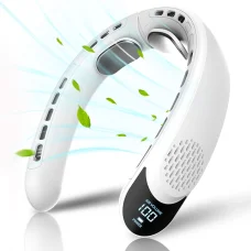 Techsuit - Nyakventilátor (S8) - Hordozható, digitális kijelzővel, 3 szélerősség, 4000mAh, 7300RPM - Fehér