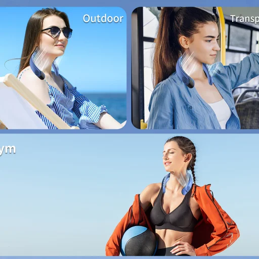 Techsuit - Nyakventilátor (S8) - Hordozható, digitális kijelzővel, 3 szélerősség, 4000mAh, 7300RPM - Fehér - 13