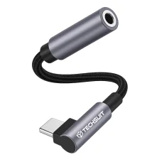 Techsuit - Prémium Kábel Adapter MusicDoX (AC7) - Lightning 3.5 mm Jackhez, Hi-Fi Hangzás, 3A, ABS, 0.1m - Szürke