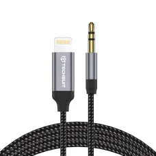 Techsuit - Prémium kábeladapter SoundShell (AC10) - iOS-hoz 3,5 mm-es Jack, DAC chip, 16bit/48kHz, 1,5m - Szürke