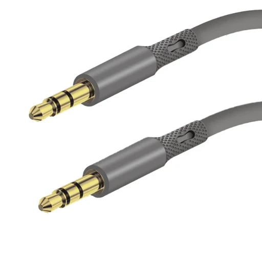 Techsuit - Prémium Kábel Adapter SoundFleX (AC3) - 3,5mm Jack-hez, Hi-Fi Minőség, DAC Chip, Szilikagél, 1m - Szürke - 2