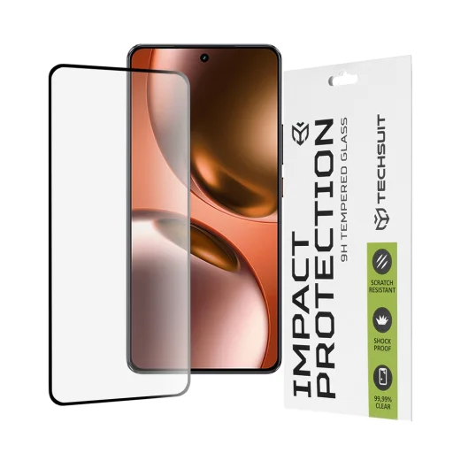  Techsuit - 111D Teljes Borítás / Teljes Ragasztású Üveg - Realme GT 7 - Fekete üvegfólia - 1