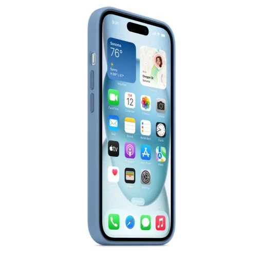MT0Y3ZM/A Apple Silicone Magsafe Cover for iPhone 15 Winter Blue - 3