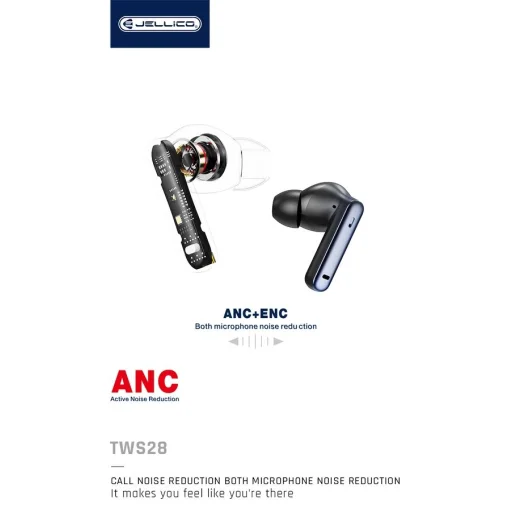 JELLICO vezeték nélküli fülhallgató (ANC+ENC) TWS28 Fekete - 7