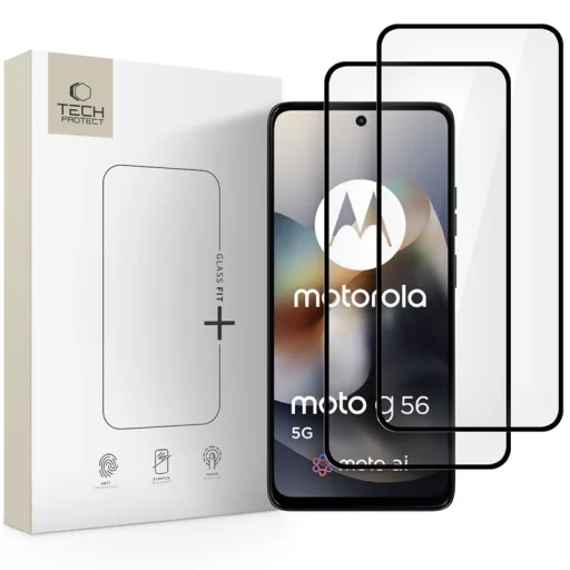 Edzett üveg Tech-protect Glass Fit+ 2-pack Motorola Moto G56 5G Fekete üvegfólia - 1