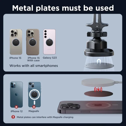 Joyroom JR-ZS400 mágneses autós telefontartó a műszerfalra - fekete - 11