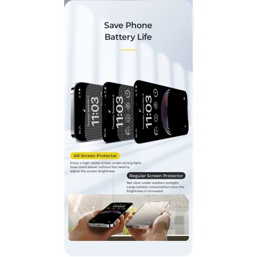 Benks edzett üveg JoyView tükröződésmentes üveg iPhone 15 Pro fekete üvegfólia - 12