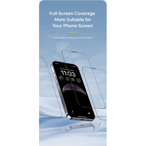 Benks edzett üveg JoyView tükröződésmentes üveg iPhone 15 Pro fekete üvegfólia - 14