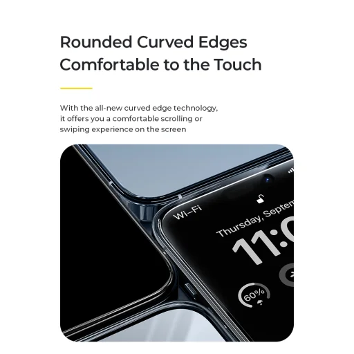 Benks edzett üveg JoyView tükröződésmentes üveg iPhone 15 Pro fekete üvegfólia - 16