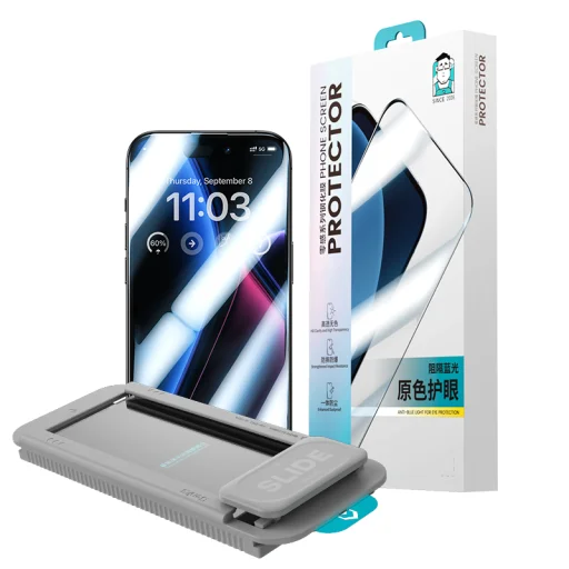 Benks edzett üveg JoyView tükröződésmentes üveg iPhone 15 Pro fekete üvegfólia - 19