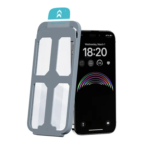 Benks edzett üveg JoyView tükröződésmentes üveg iPhone 15 Pro fekete üvegfólia - 3